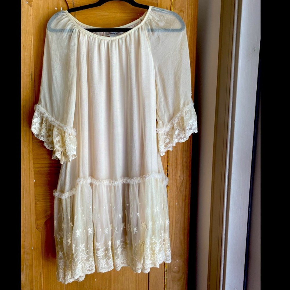 White embroidered lace dress